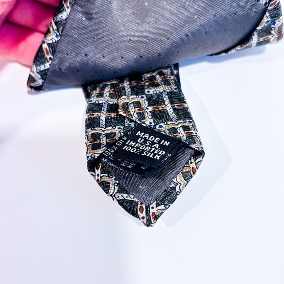 GEOFFREY BEENE Floral khaki tie - Picture 3 of 4